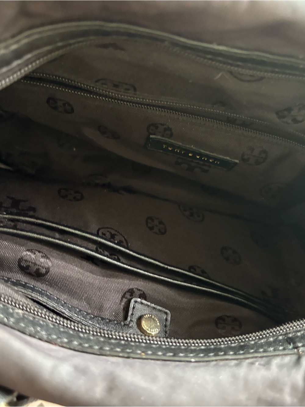 Tory Burch Black Messenger Bag with Signature Logo Lining